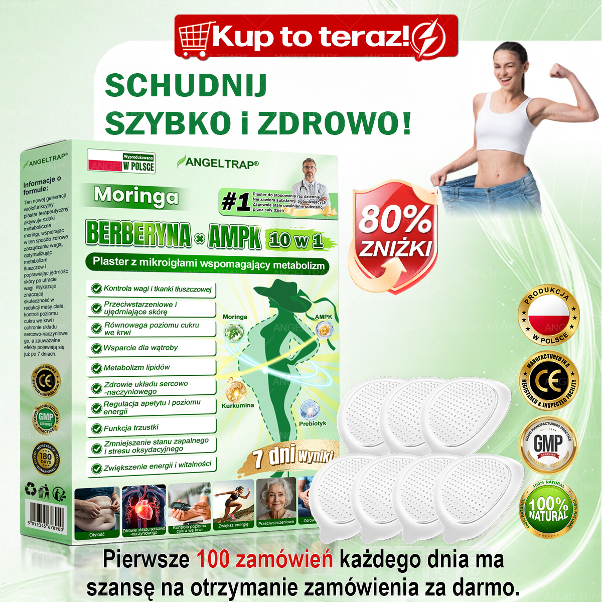 🧡🧡🧡ANGELTRAP® Moringa × Berberyna × AMPK 10-w-1 Wsparcie metaboliczne, plaster z nanotechnologią mikroigłową 🇵🇱(Wystarczy raz dziennie, widoczne efekty w 7 dni) ✅ Na otyłość, wiotką skórę, cukrzycę, bezdech senny, problemy ze stawami i wiele innych