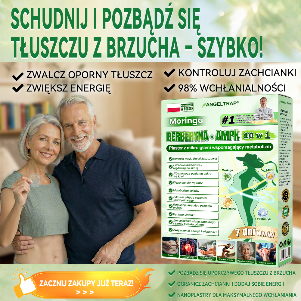🧡🧡🧡ANGELTRAP® Moringa × Berberyna × AMPK 10-w-1 Wsparcie metaboliczne, plaster z nanotechnologią mikroigłową 🇵🇱(Wystarczy raz dziennie, widoczne efekty w 7 dni) ✅ Na otyłość, wiotką skórę, cukrzycę, bezdech senny, problemy ze stawami i wiele innych