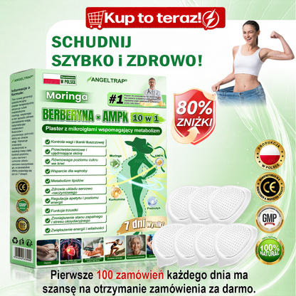 🧡🧡🧡ANGELTRAP® Moringa × Berberyna × AMPK 10-w-1 Wsparcie metaboliczne, plaster z nanotechnologią mikroigłową 🇵🇱(Wystarczy raz dziennie, widoczne efekty w 7 dni) ✅ Na otyłość, wiotką skórę, cukrzycę, bezdech senny, problemy ze stawami i wiele innych